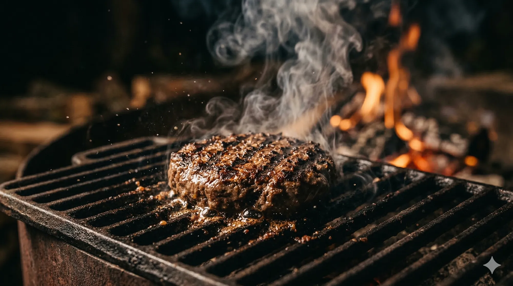 調理中のパティ